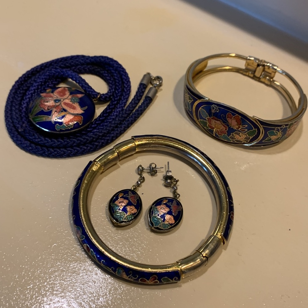 Cloissonne Flower Butterfly Jewelry